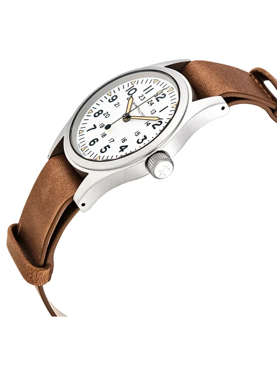 Мужские часы Hamilton Khaki Field Hand Wind с белым циферблатом H69439511 — изображение 2 из 3, оттенок серебряный
