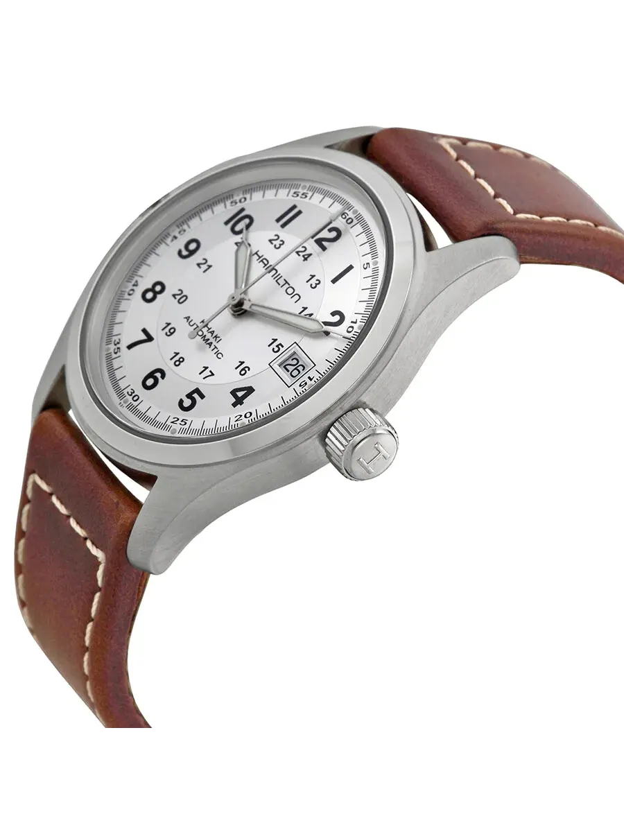 Мужские автоматические часы Hamilton Khaki Field с серебристым циферблатом, артикул H70455553 — изображение 2 из 4
