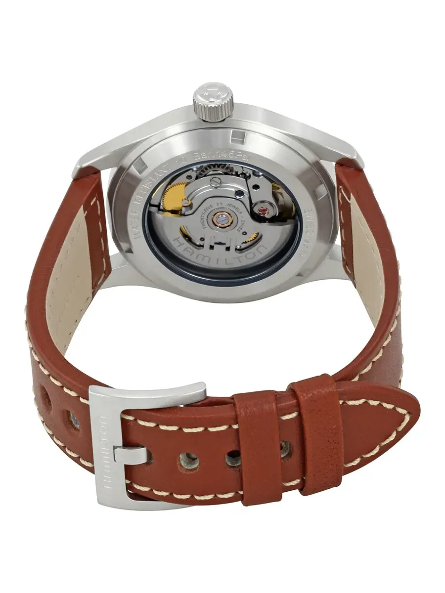 Мужские автоматические часы Hamilton Khaki Field с серебристым циферблатом, артикул H70455553 — изображение 3 из 4