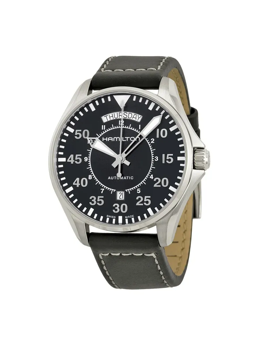 Мужские часы Hamilton Khaki Pilot с автоматическим механизмом и черным циферблатом H64615735