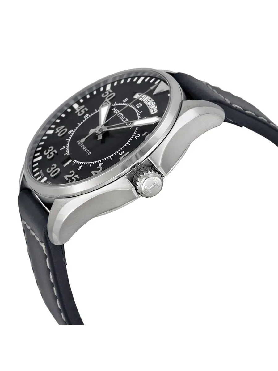 Мужские часы Hamilton Khaki Pilot с автоматическим механизмом и черным циферблатом H64615735 — изображение 2 из 4
