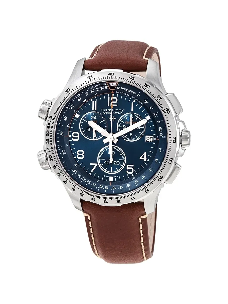Мужские часы Hamilton Khaki X-Wind Chronograph Quartz с синим циферблатом H77922541