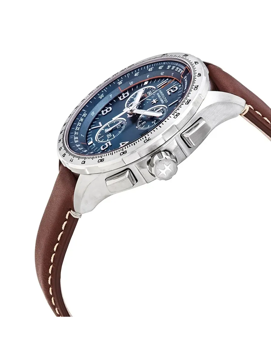 Мужские часы Hamilton Khaki X-Wind Chronograph Quartz с синим циферблатом H77922541 — изображение 2 из 3, оттенок серебряный