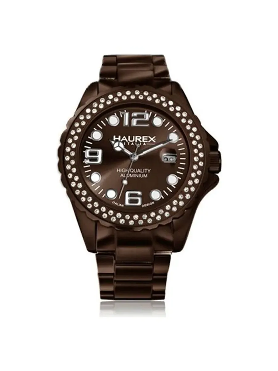 Женские часы Haurex Italy Ink Stones Crystal XK374DMM — коричневый
