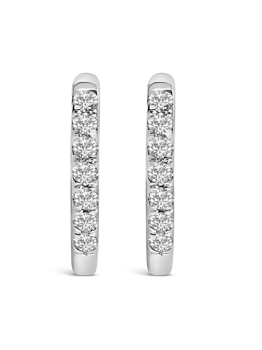 Серьги-кольца Haus of Brilliance из белого золота 10K с двумя сторонами, украшенные бриллиантами 1/4 карата — белый