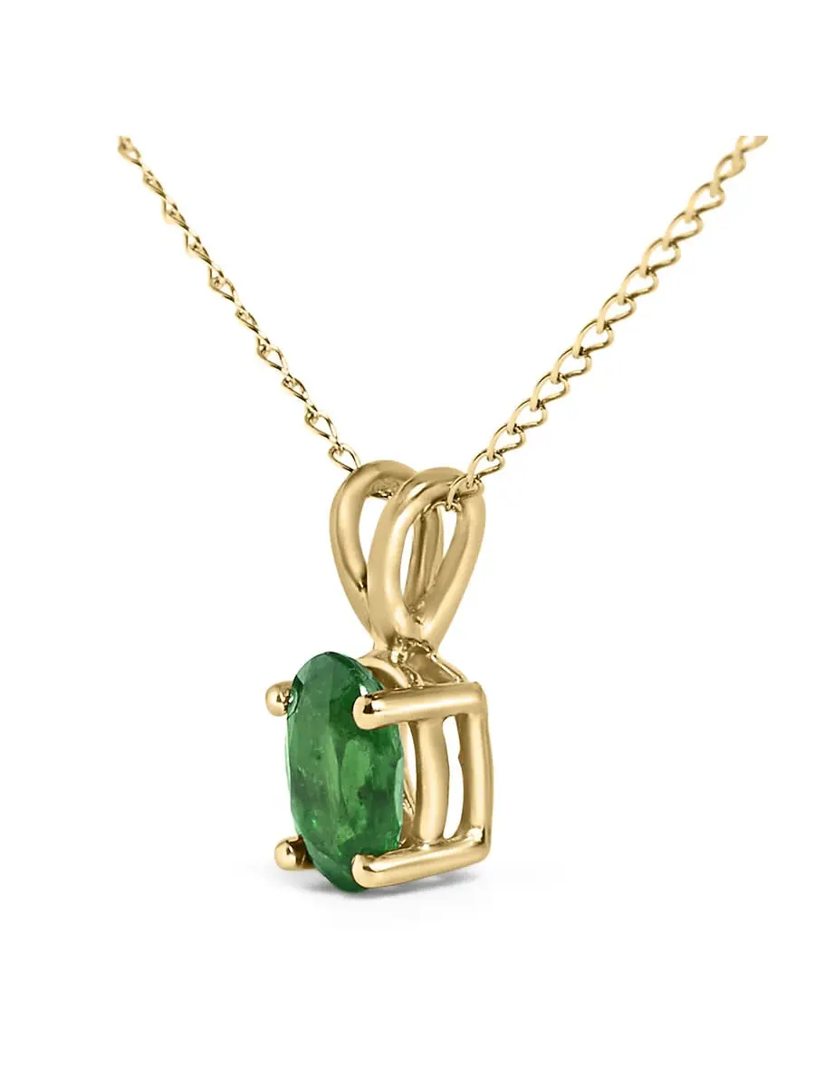 Подвеска-ожерелье Haus of Brilliance из желтого золота 14K с овалом 6x4 мм зеленого изумруда солитер — изображение 3 из 5