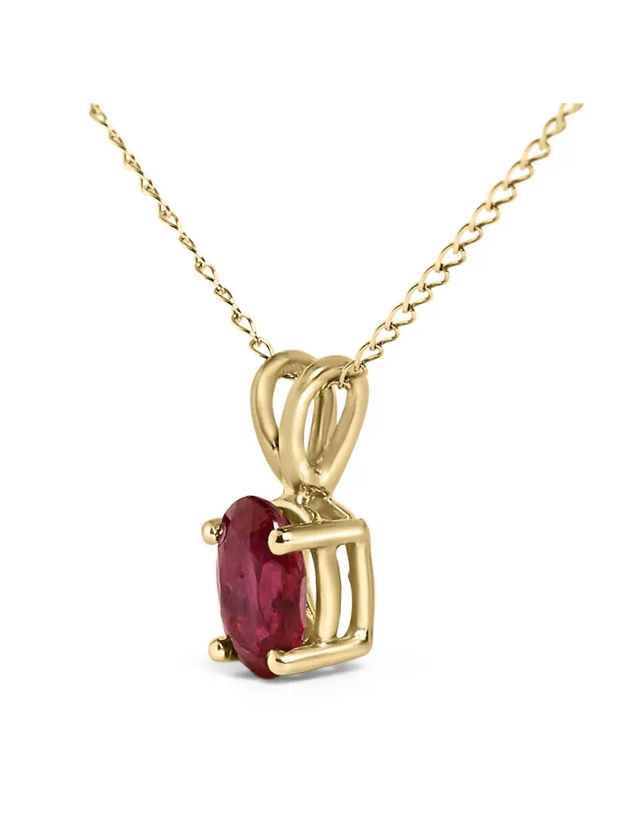 Подвеска-ожерелье Haus of Brilliance из желтого золота 14K с солитером из красного рубина овальной формы 6x4 мм