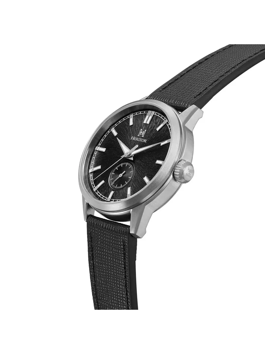 Мужские часы Heritor Argento с автоматическим механизмом и черным циферблатом HERHS3801 — изображение 2 из 3
