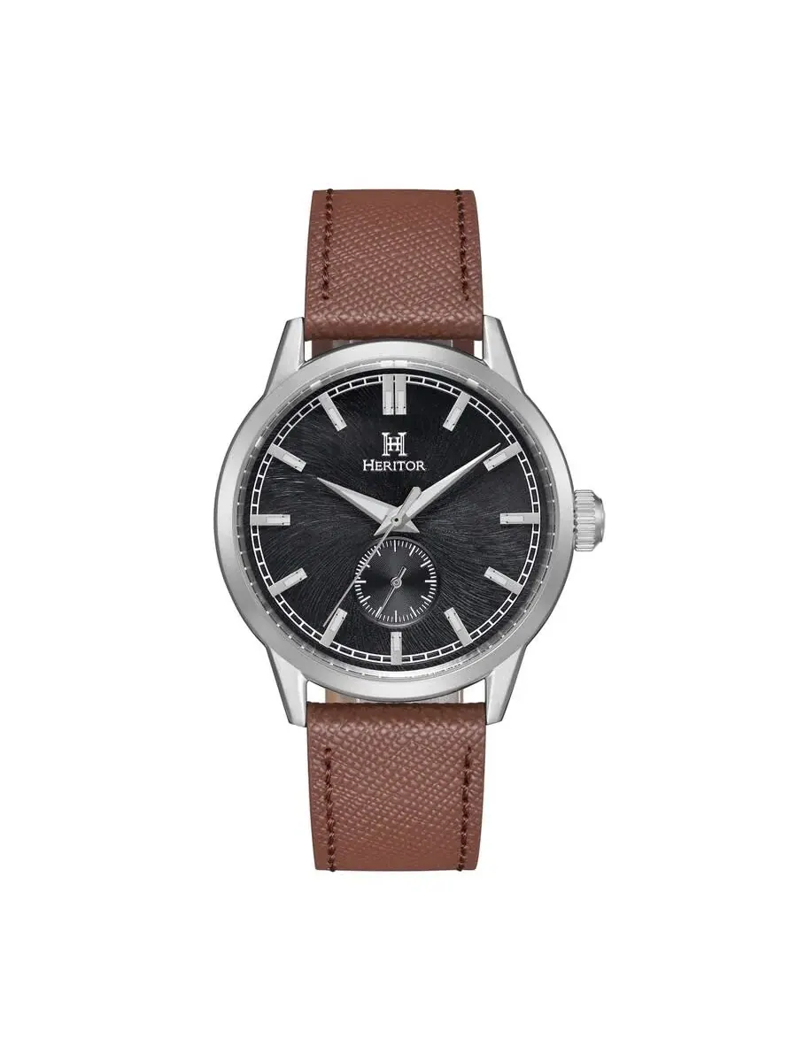 Мужские часы Heritor Argento с автоматическим механизмом и черным циферблатом HERHS3805