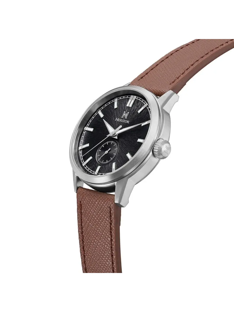 Мужские часы Heritor Argento с автоматическим механизмом и черным циферблатом HERHS3805 — изображение 2 из 3