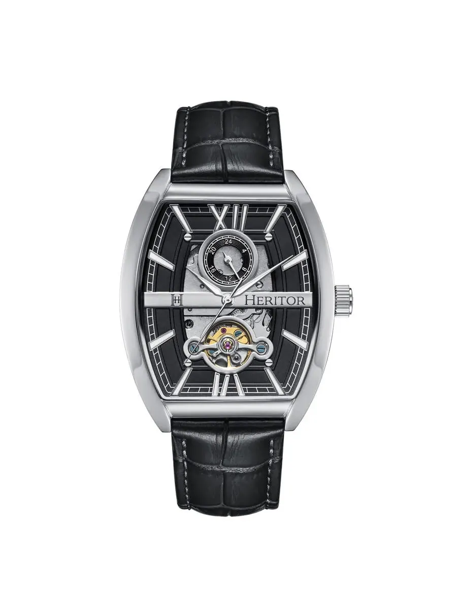 Мужские часы Heritor Masterson с автоматическим механизмом и черным циферблатом HERHS3501