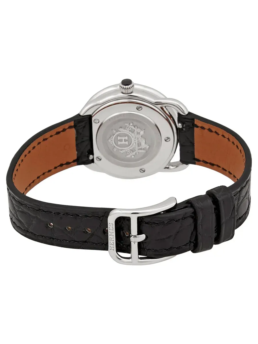 Женские часы Hermes Arceau Cavales Quartz с черным циферблатом 045726WW00 — изображение 3 из 3, оттенок серебряный
