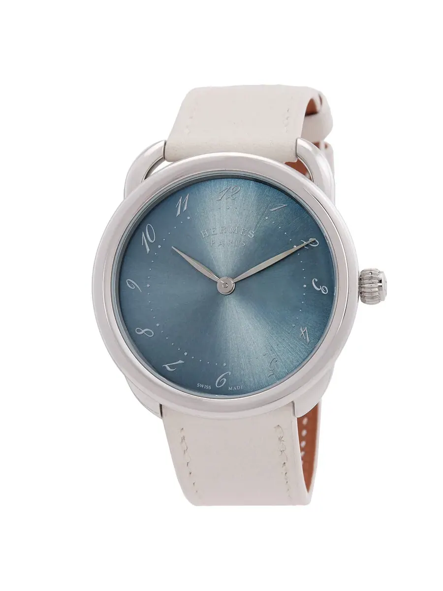 Часы Hermes Arceau Quartz с синим циферблатом 057267WW00 — серебристый