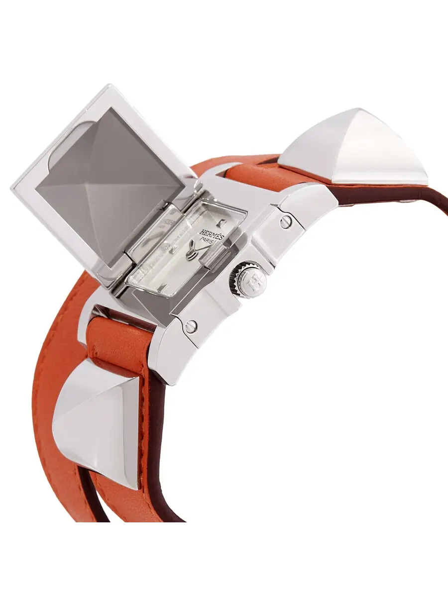 Женские часы Hermes Medor PM Quartz с серебристым циферблатом 041262WW00 — изображение 2 из 4, оттенок серебряный