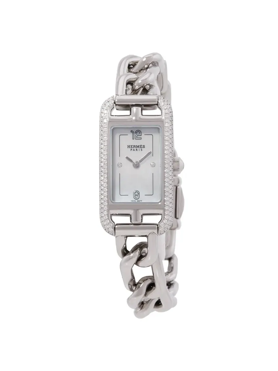 Женские часы Hermes Nantucket Small Model с кварцевым механизмом и бриллиантами 059586WW00 — серебристый