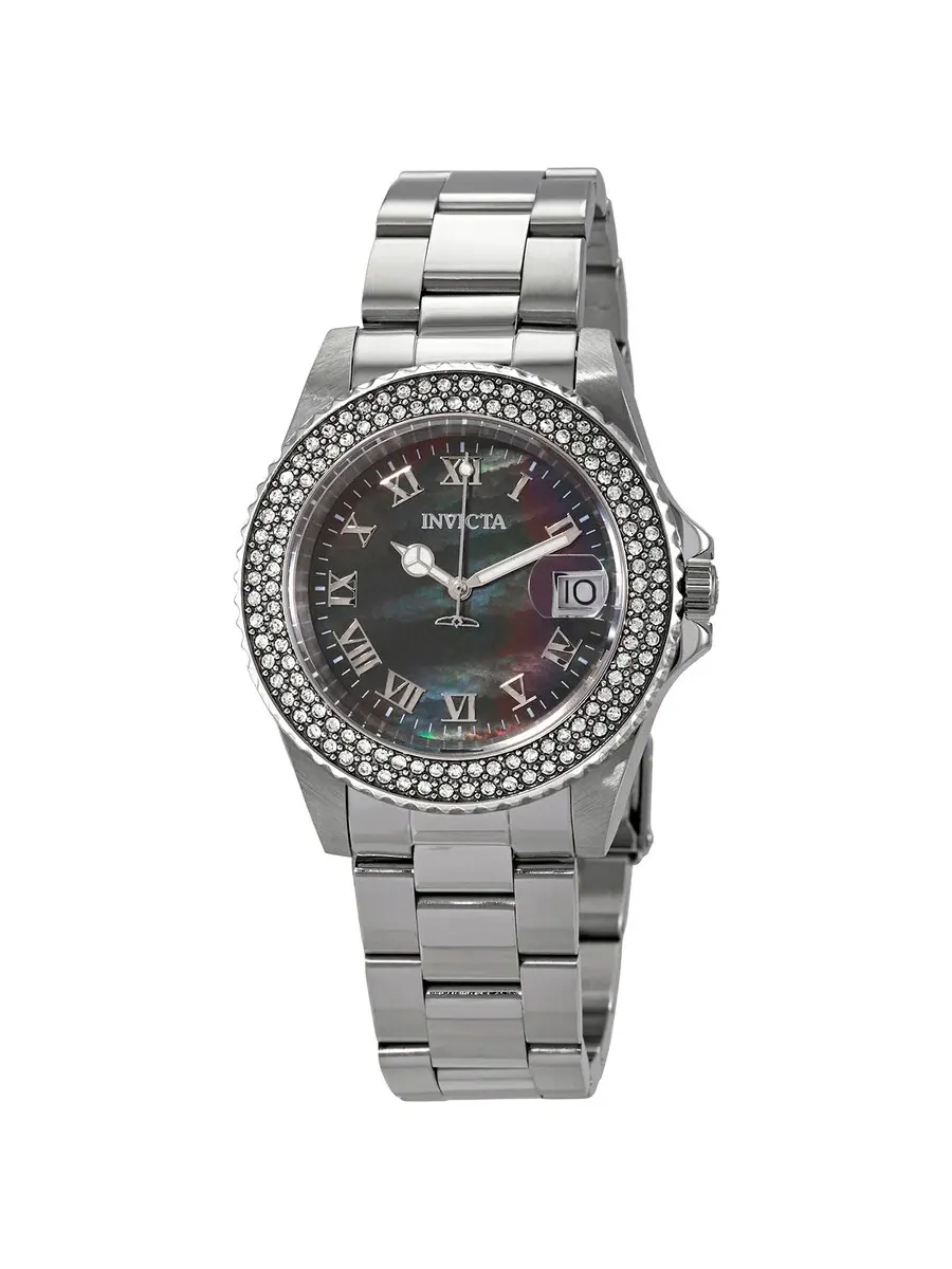 Женские часы Invicta Angel Black с перламутровым циферблатом 21711 — серебристый