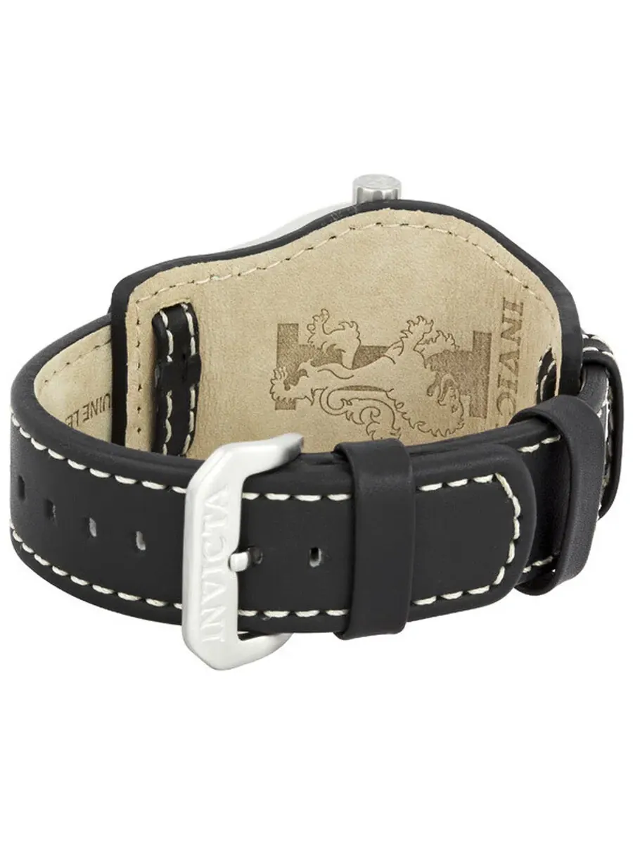 Мужские часы Invicta I Force с черным кожаным ремешком, модель 6104 — изображение 3 из 3, оттенок серебряный