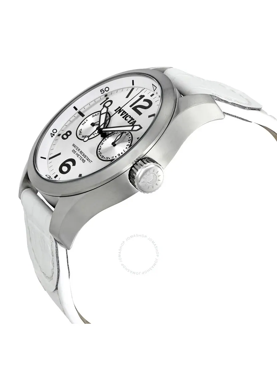 Мужские часы Invicta Specialty с серебристым циферблатом и белым кожаным ремешком 12170 — изображение 2 из 3