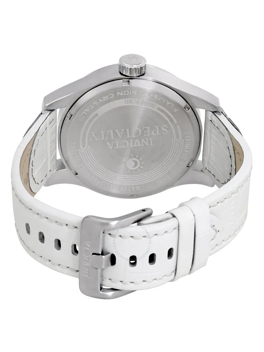 Мужские часы Invicta Specialty с серебристым циферблатом и белым кожаным ремешком 12170 — изображение 3 из 3