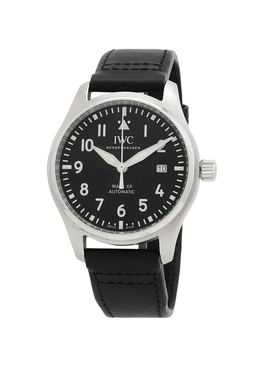 Мужские часы IWC Pilots Automatic с черным циферблатом IW328201 — серебристый