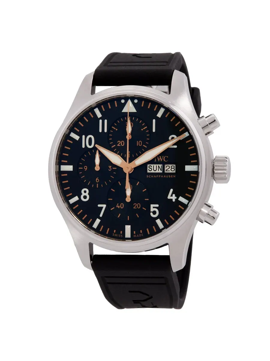 Мужские часы IWC Pilots Chronograph APXGP Automatic с черным циферблатом IW378009 — серебристый