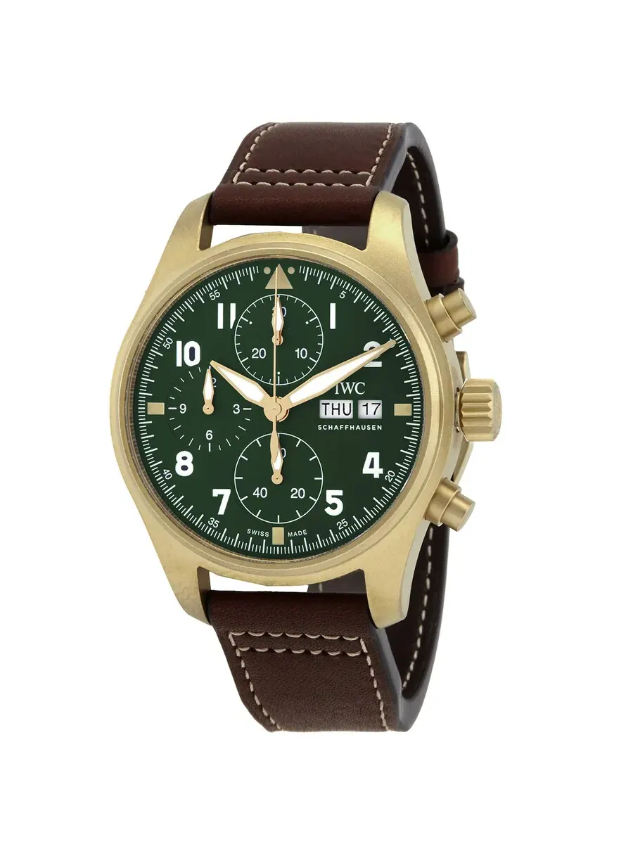 Мужские часы IWC Pilot Spitfire Chronograph Automatic с зеленым циферблатом IW387902