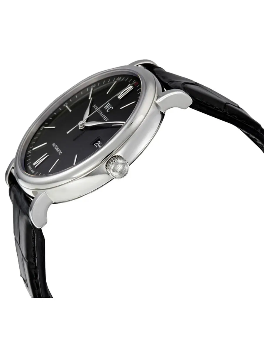 Мужские часы IWC Portofino Automatic с черным циферблатом и черным кожаным ремешком 3565-02 — изображение 2 из 4