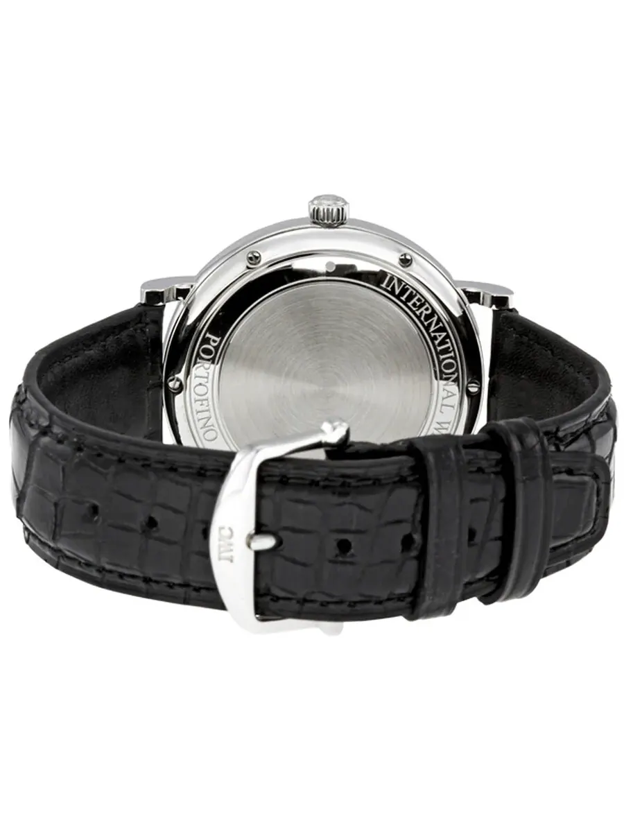 Мужские часы IWC Portofino Automatic с черным циферблатом и черным кожаным ремешком 3565-02 — изображение 3 из 4