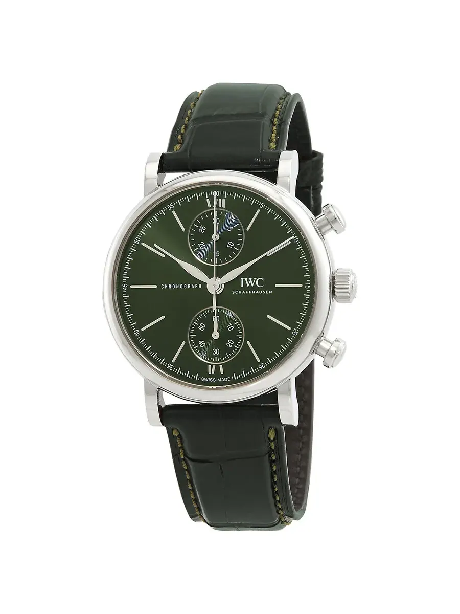 Мужские часы IWC Portofino Chronograph 39 Automatic с зеленым циферблатом IW391405