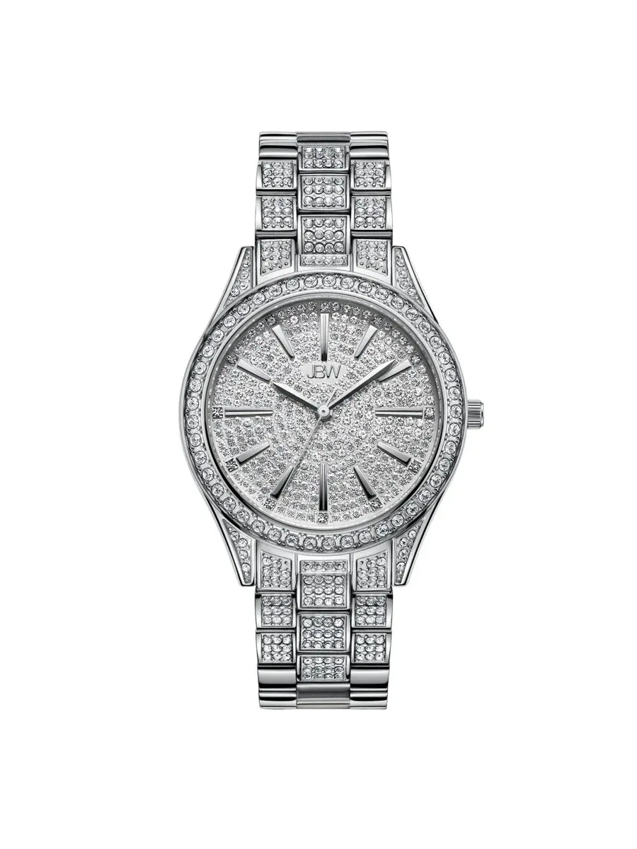 Женские кварцевые часы JBW Cristal 34 с бриллиантами и серебристым циферблатом, модель J6383C — серебристый