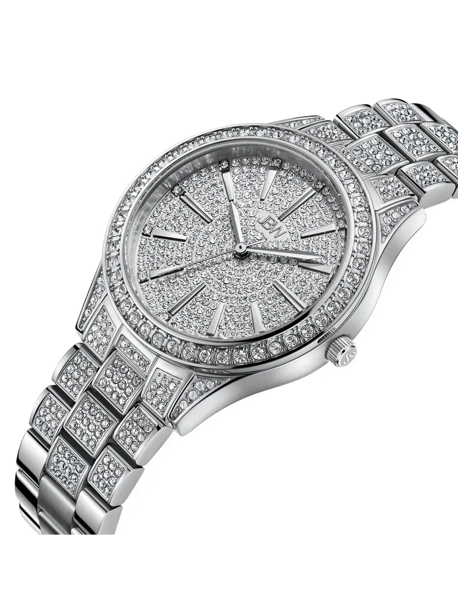 Женские кварцевые часы JBW Cristal 34 с бриллиантами и серебристым циферблатом, модель J6383C — изображение 2 из 6