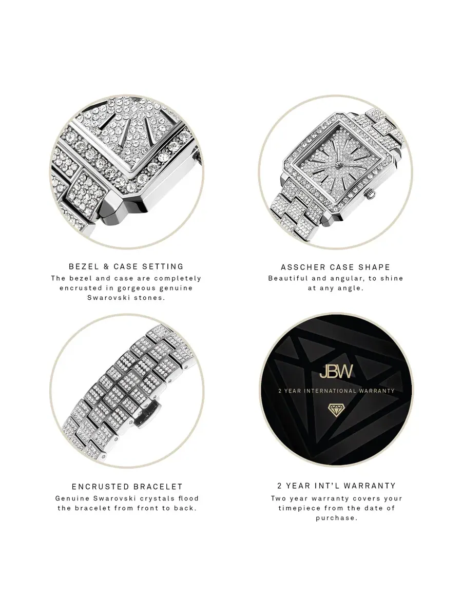 Женские часы JBW Cristal Quartz с бриллиантом, кварцевым механизмом, серебристым циферблатом J6386C — изображение 7 из 14