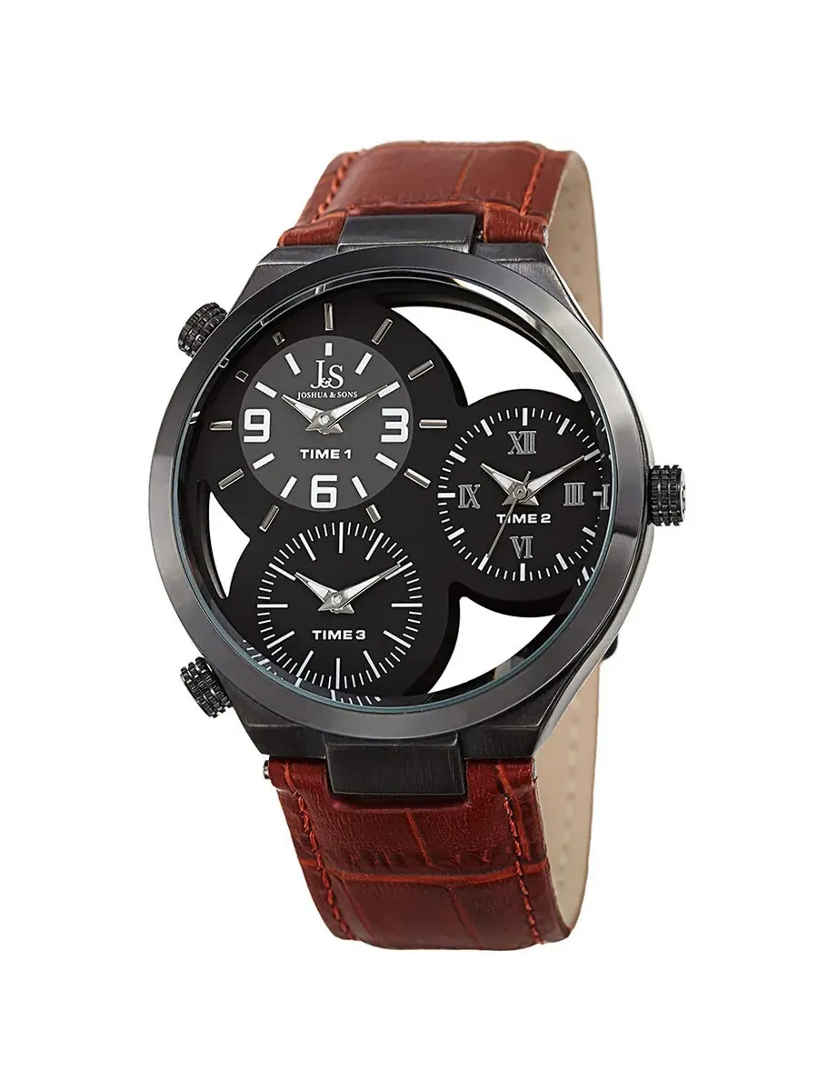 Мужские часы Joshua & Sons с прозрачным циферблатом JX119TN Joshua And Sons — черный