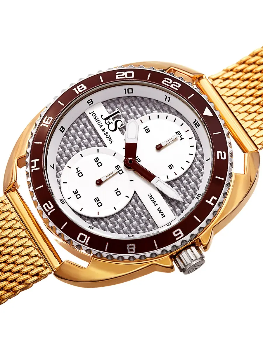 Мужские часы Joshua and Sons Military Time с белым циферблатом JX136YG — изображение 2 из 4, оттенок серебряный