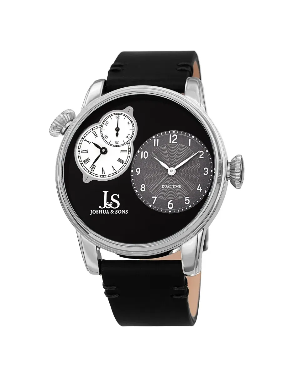 Мужские кварцевые часы Joshua and Sons Dual Time с черным циферблатом JX142SSBK