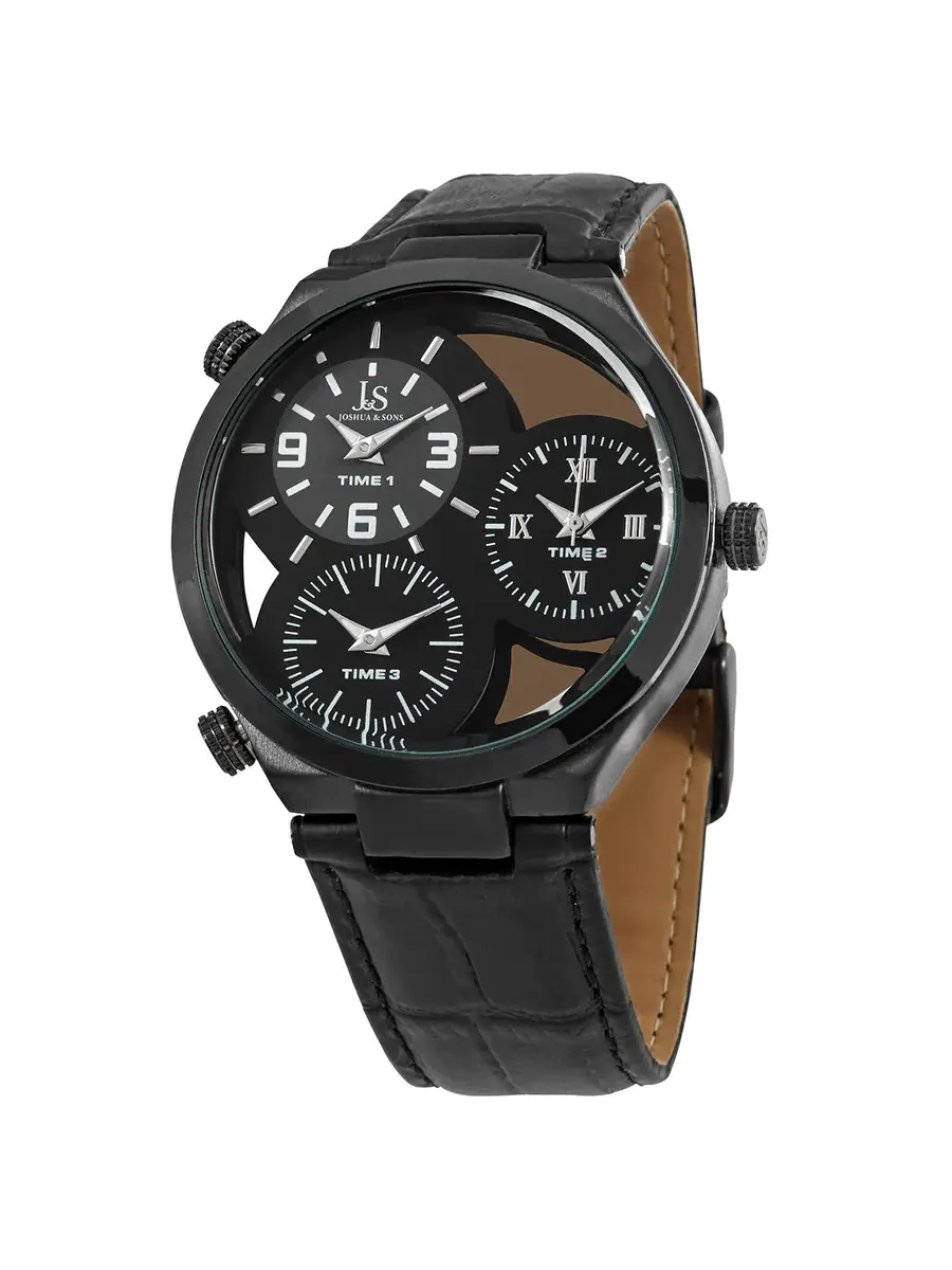 Мужские часы Joshua & Sons с черным прозрачным циферблатом JX119BK Joshua And Sons