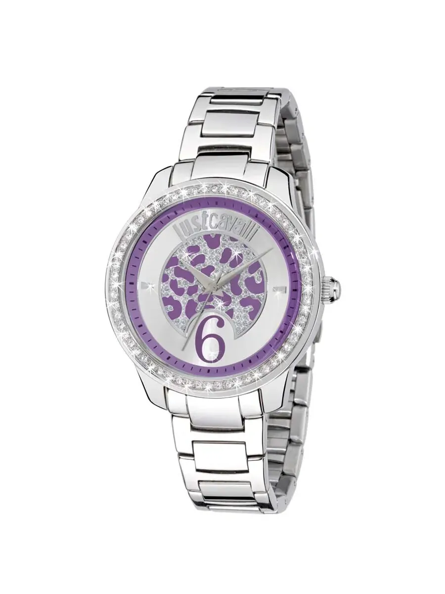 Женские часы Just Cavalli с блестящим фиолетовым циферблатом R7253196501 — серебристый