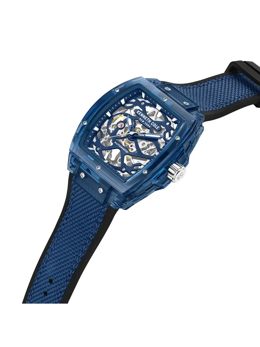 Мужские часы Kenneth Cole New York с автоматическим скелетоном и циферблатом KCWGR0037320 — изображение 2 из 3, оттенок синий