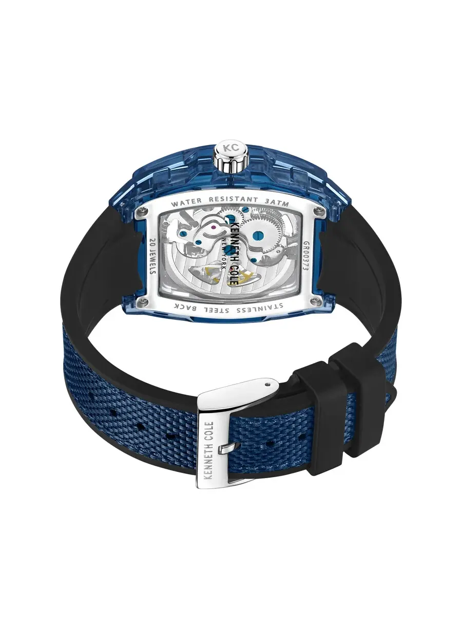 Мужские часы Kenneth Cole New York с автоматическим скелетоном и циферблатом KCWGR0037320 — изображение 3 из 3, оттенок синий