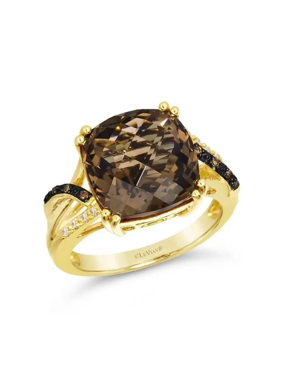 Кольцо Le Vian Ladies Twist Shank с 6,75 карата шоколадного кварца, установленного в 14-каратном медовом золоте — коричневый