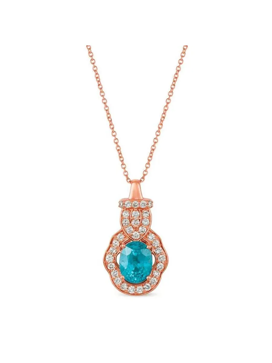 Ожерелье Le Vian Ladies с голубыми цирконами, установленными в 14-каратное клубничное золото — синий