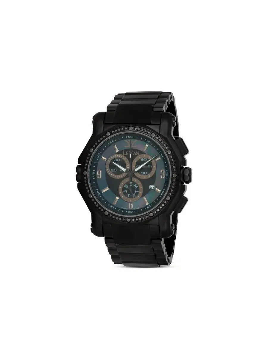 Часы Le Vian Le Vian Time Chronograph Quartz с черным циферблатом и бриллиантами для унисекс LV1070BB-8