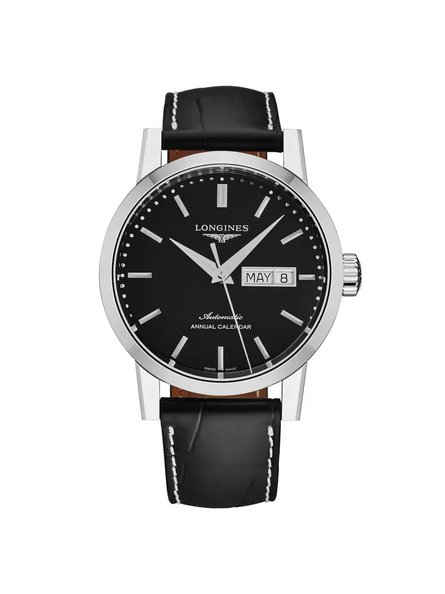 Мужские автоматические часы Longines 1832 с черным циферблатом L4.827.4.52.0 — серебристый