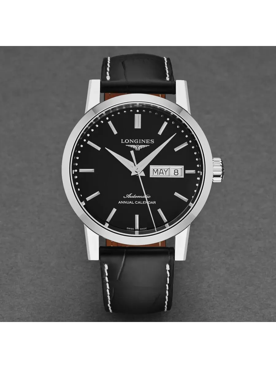 Мужские автоматические часы Longines 1832 с черным циферблатом L4.827.4.52.0 — изображение 4 из 4, оттенок серебряный