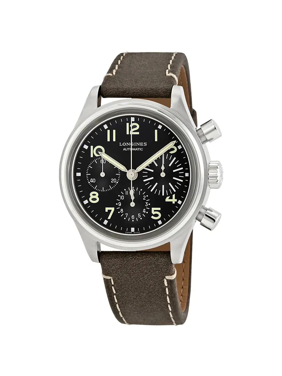 Мужские механические часы с хронографом Longines Avigation Bigeye L28164532 — серебристый