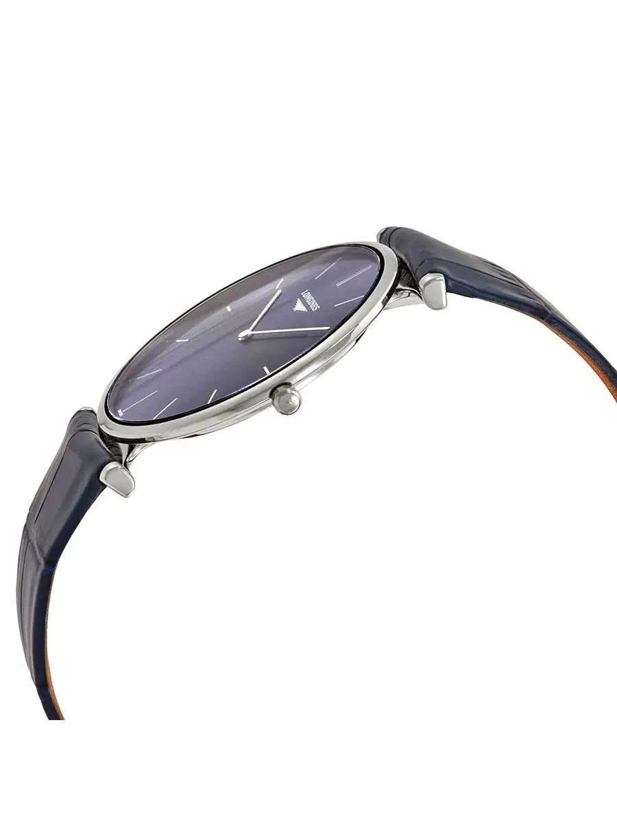 Мужские часы Longines с синим циферблатом Sunray и синим кожаным ремешком L4.766.4.95.2 — изображение 2 из 3