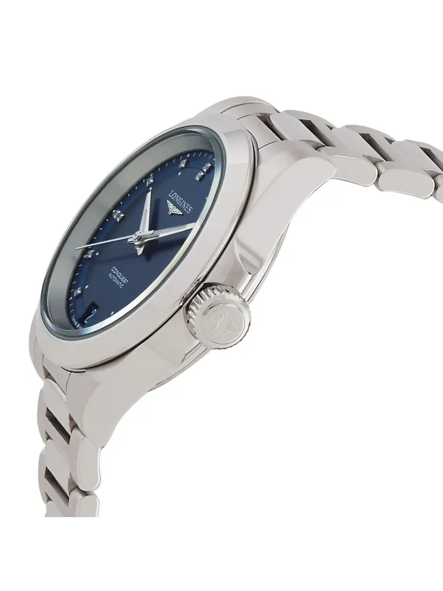 Часы Longines Conquest Automatic с синим циферблатом и бриллиантами, унисекс L3.430.4.97.6 — изображение 2 из 3