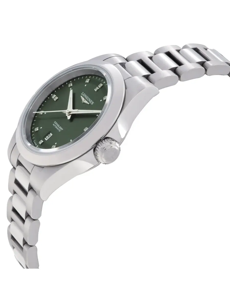 Женские часы Longines Conquest Automatic с зеленым циферблатом и бриллиантами L3.320.4.07.6 — изображение 2 из 3