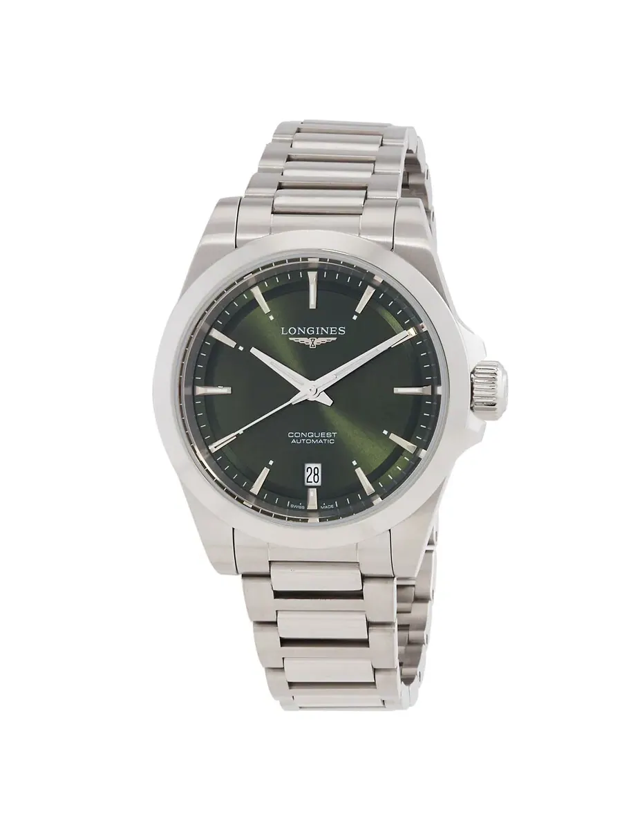 Мужские часы Longines Conquest Automatic с зеленым циферблатом L3.720.4.02.6 — серебристый