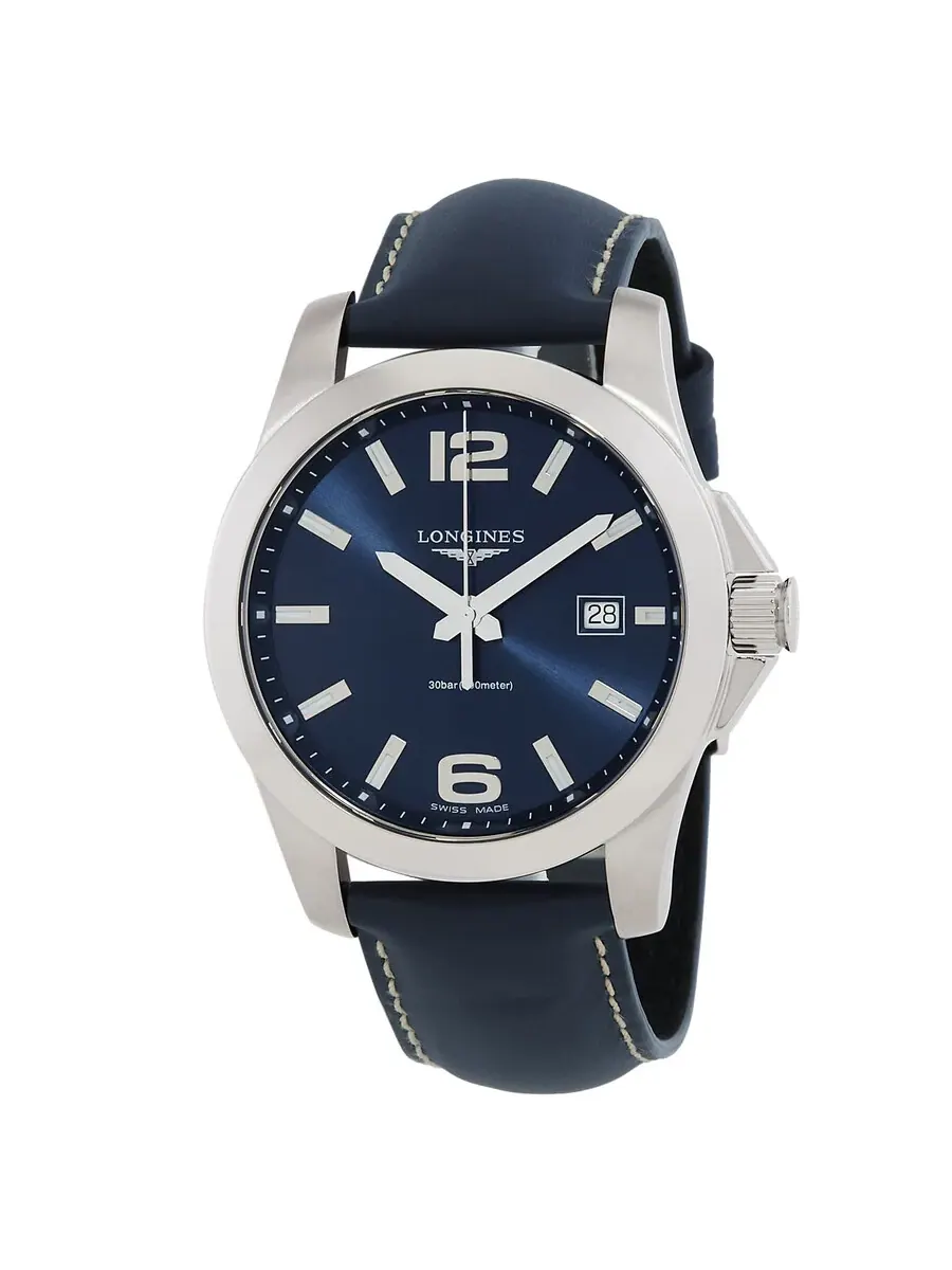 Мужские кварцевые часы Longines Conquest с синим циферблатом L3.759.4.96.0